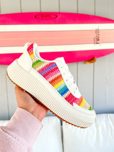 Court Rainbow Platform Sneakers - White/Rainbow