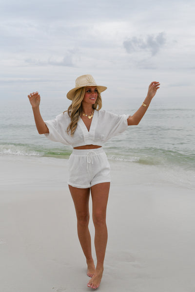 Marley Cropped V-Neck Top And Matching Shorts Set