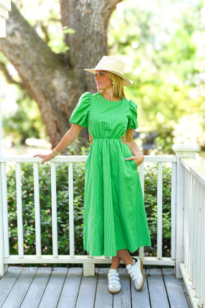 Meagan Striped Cutout Maxi Dress - Green