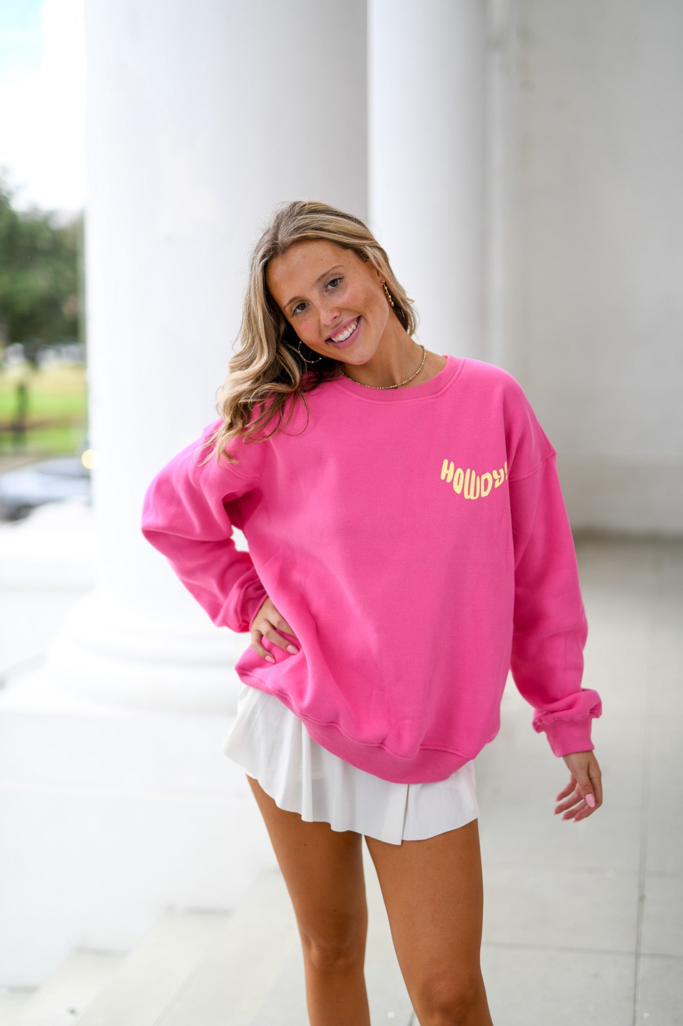 HOWDY PULLOVER TOP - HOT PINK