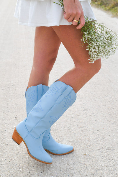 Adel Cowgirl Boots - Light Blue