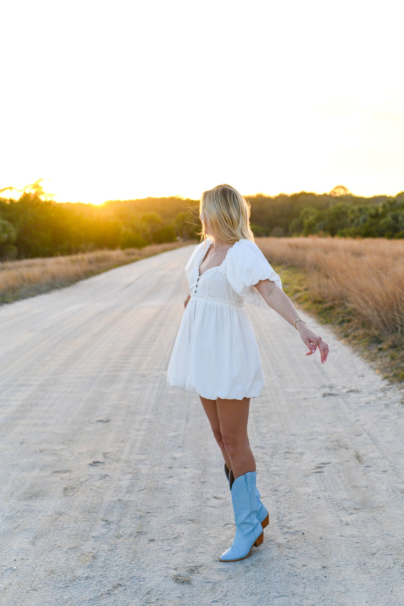 Short Puff Sleeves Off Shoulder Mini Dress - White