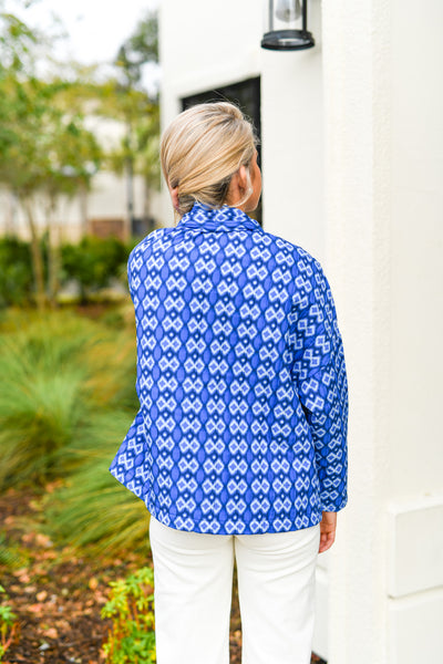 Haven Geometric Quilted Jacket - Blue