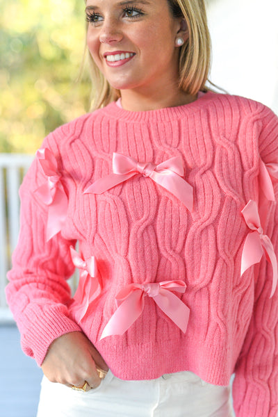 Kate Pink Bow Sweater - Pink