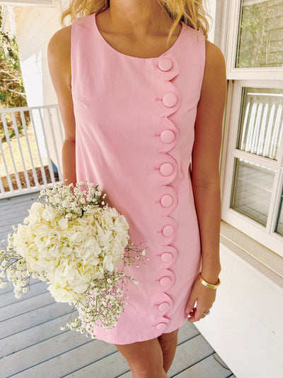 Sammi Scallop Button Mini Dress - Pink