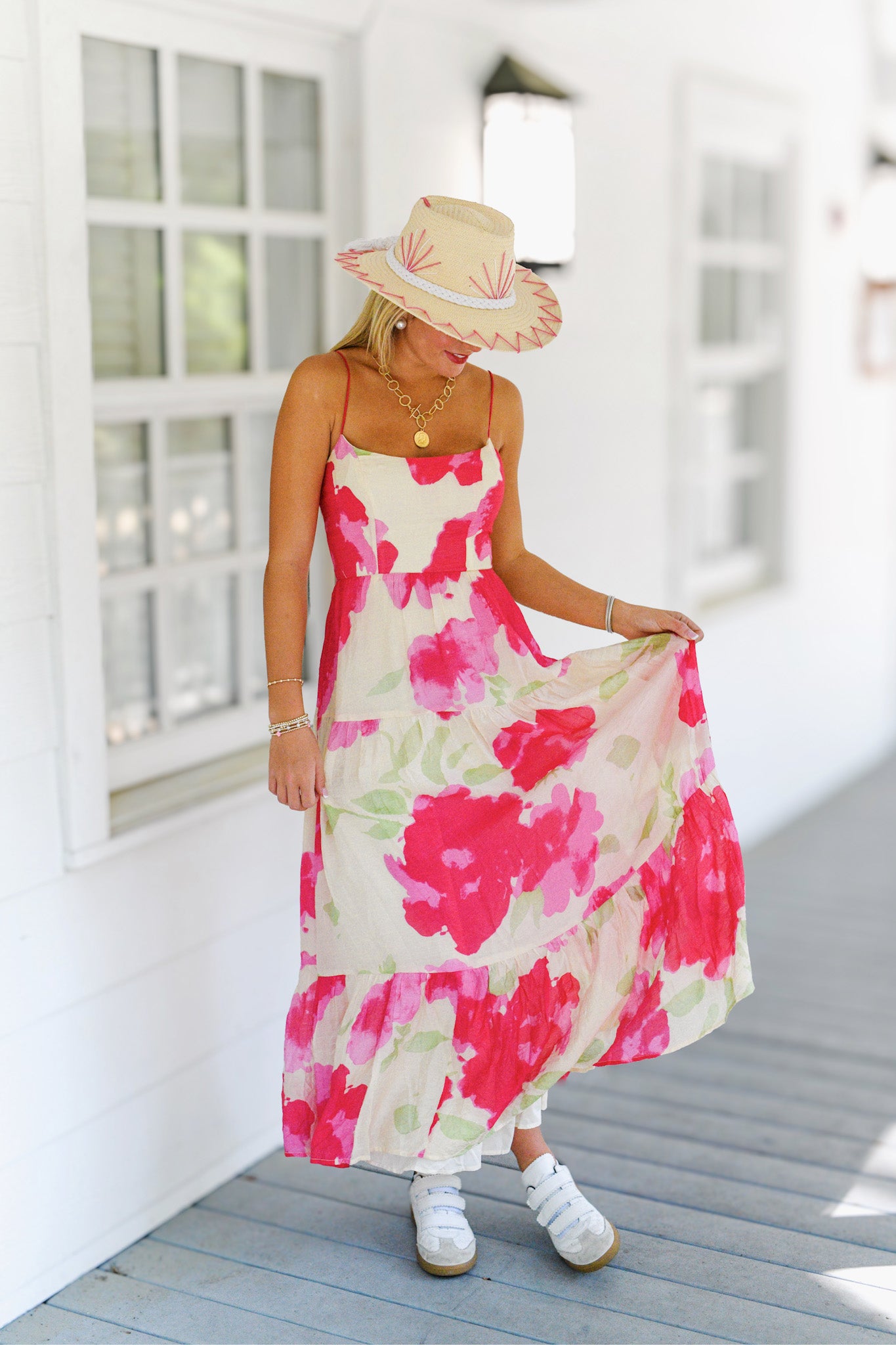 Claire Floral Print Maxi Dress - Pink