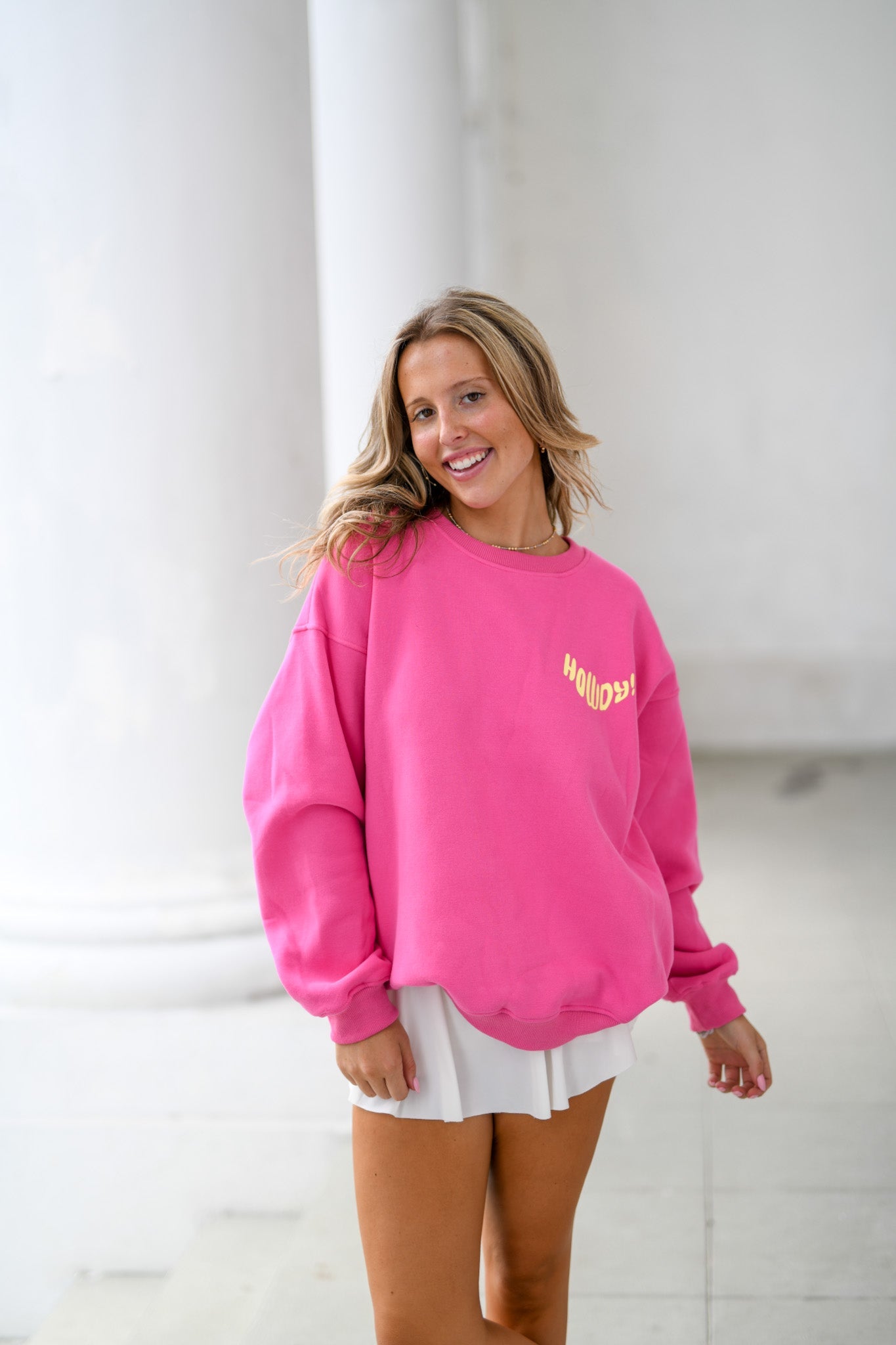 HOWDY PULLOVER TOP - HOT PINK