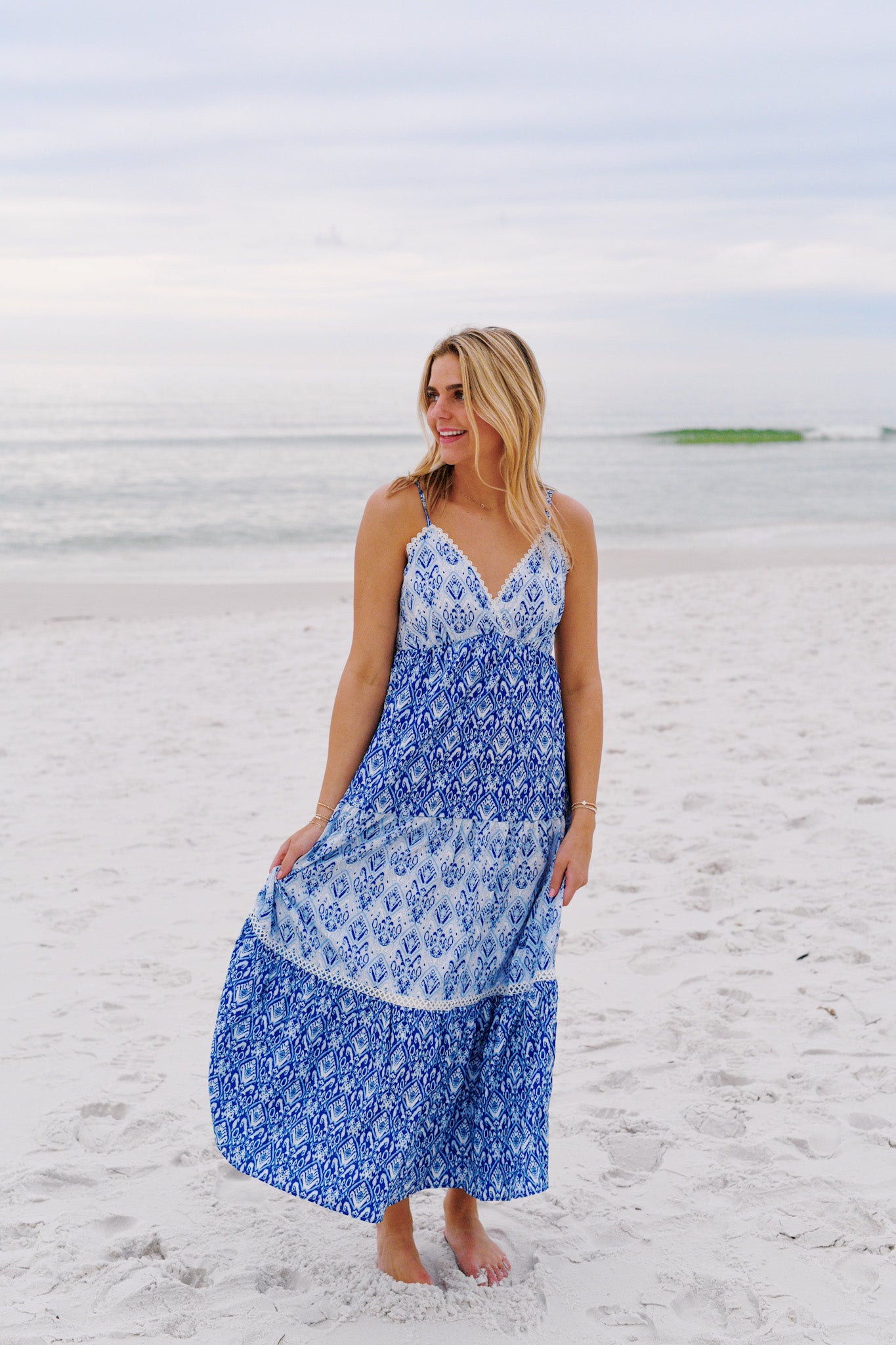 Kiera Tile Print Maxi Dress - Blue