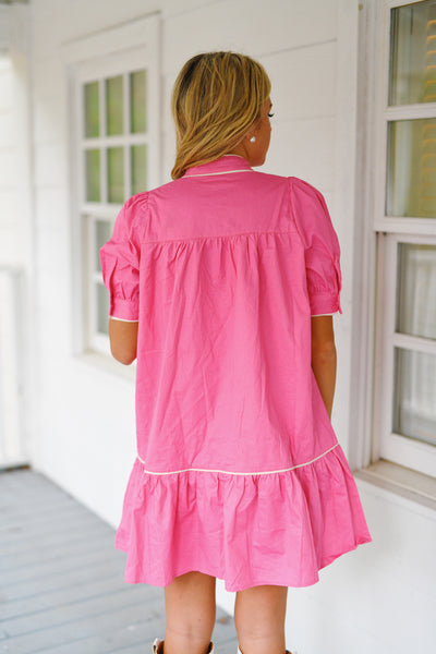 Margo Mock Neck Dress - Barbie Pink