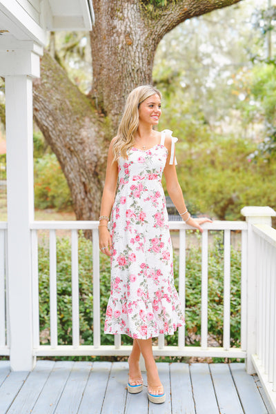 Villa Garden Eyelet Midi Dress