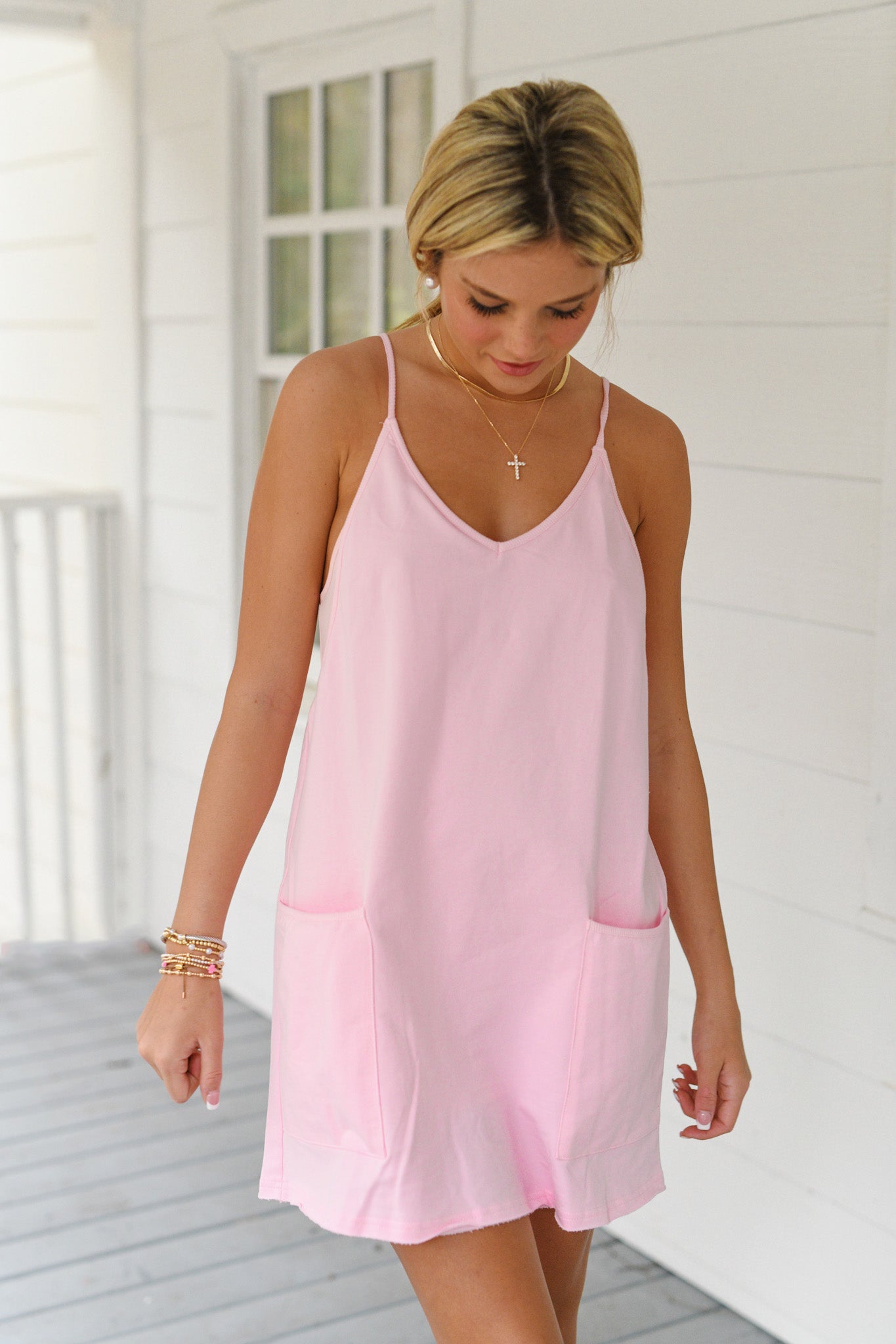Emma Sporty Mini Dress With Built in Romper Liner - Light Pink