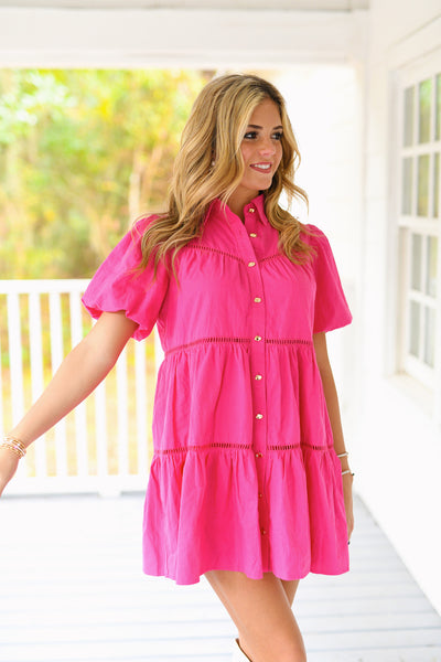Bailey Poplin Shirt Mini Dress - Pink