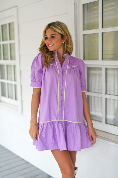 Margo Mock Neck Dress - Lavender