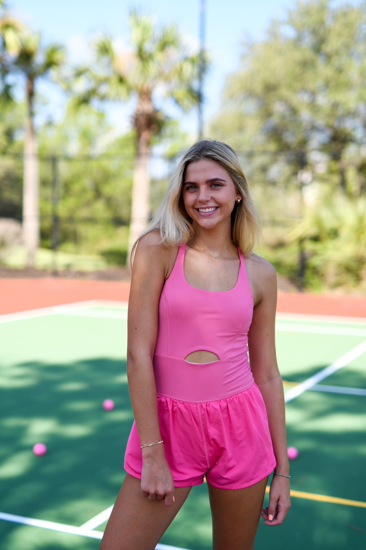 Megan Athletic Romper - Pink