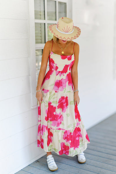 Claire Floral Print Maxi Dress - Pink