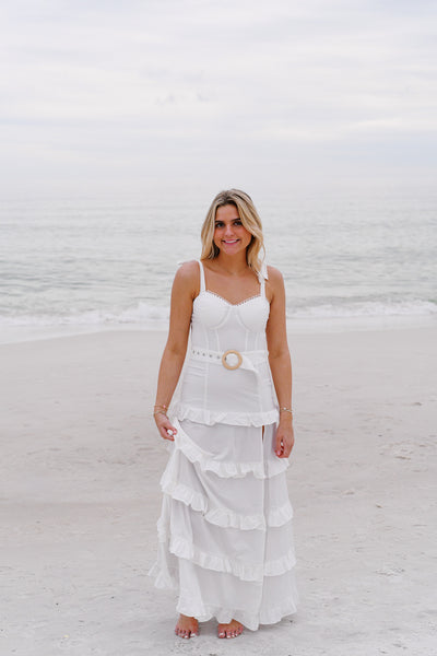 Katlynn Ruffle Maxi Dress - White