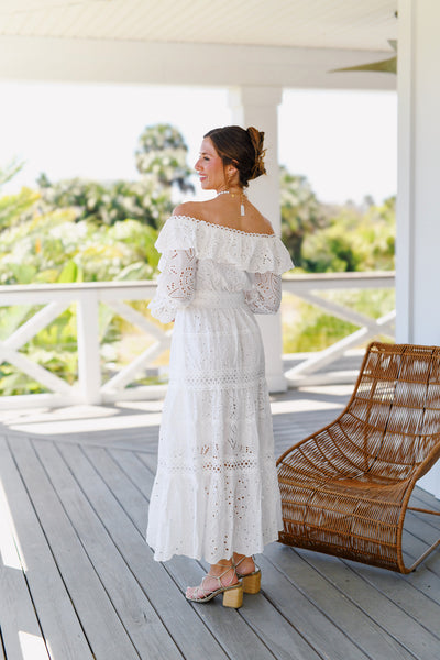 Allison Off Shoulder Lace Dress - White