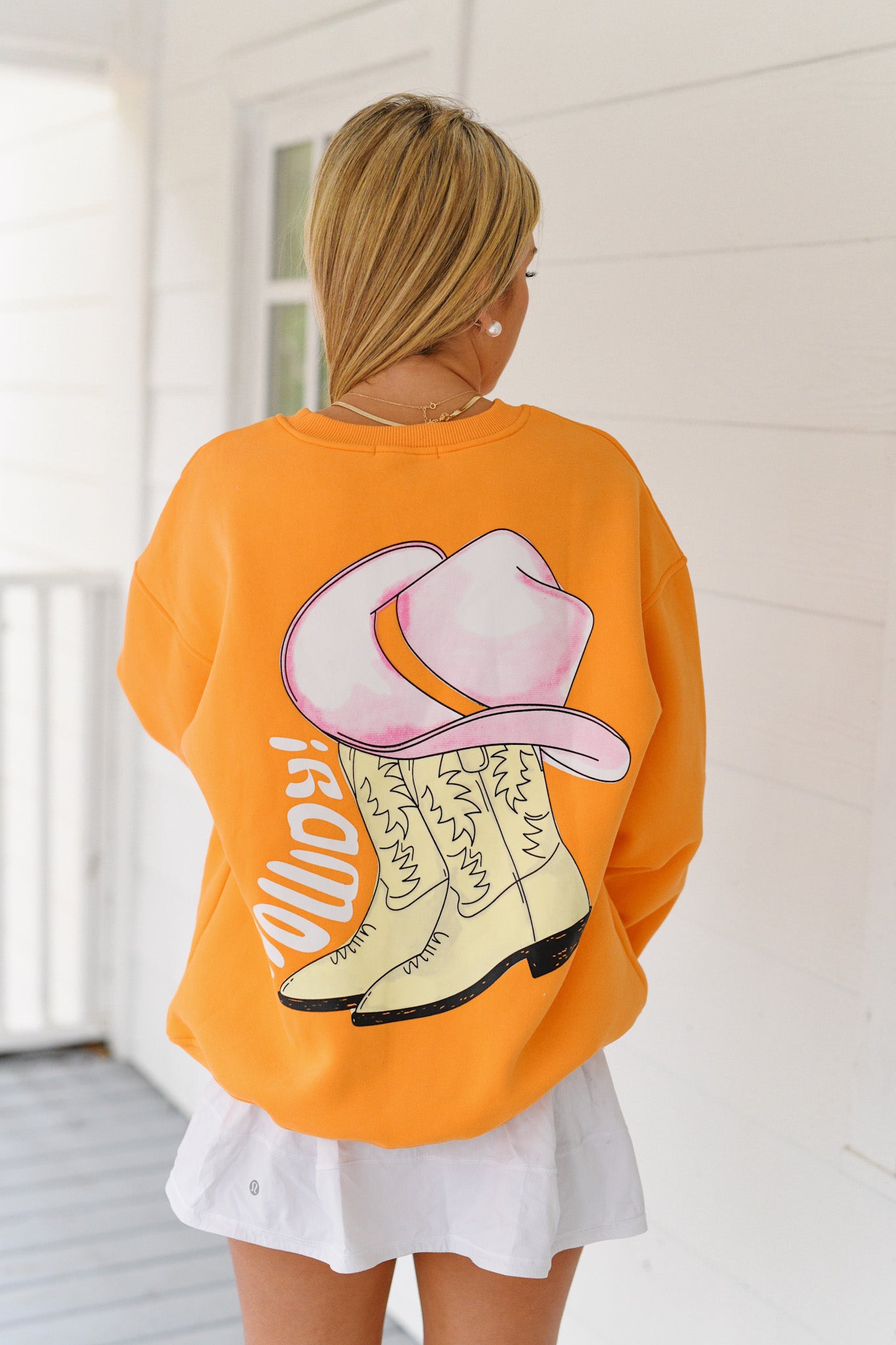 Howdy Pullover Top - Orange/Pink
