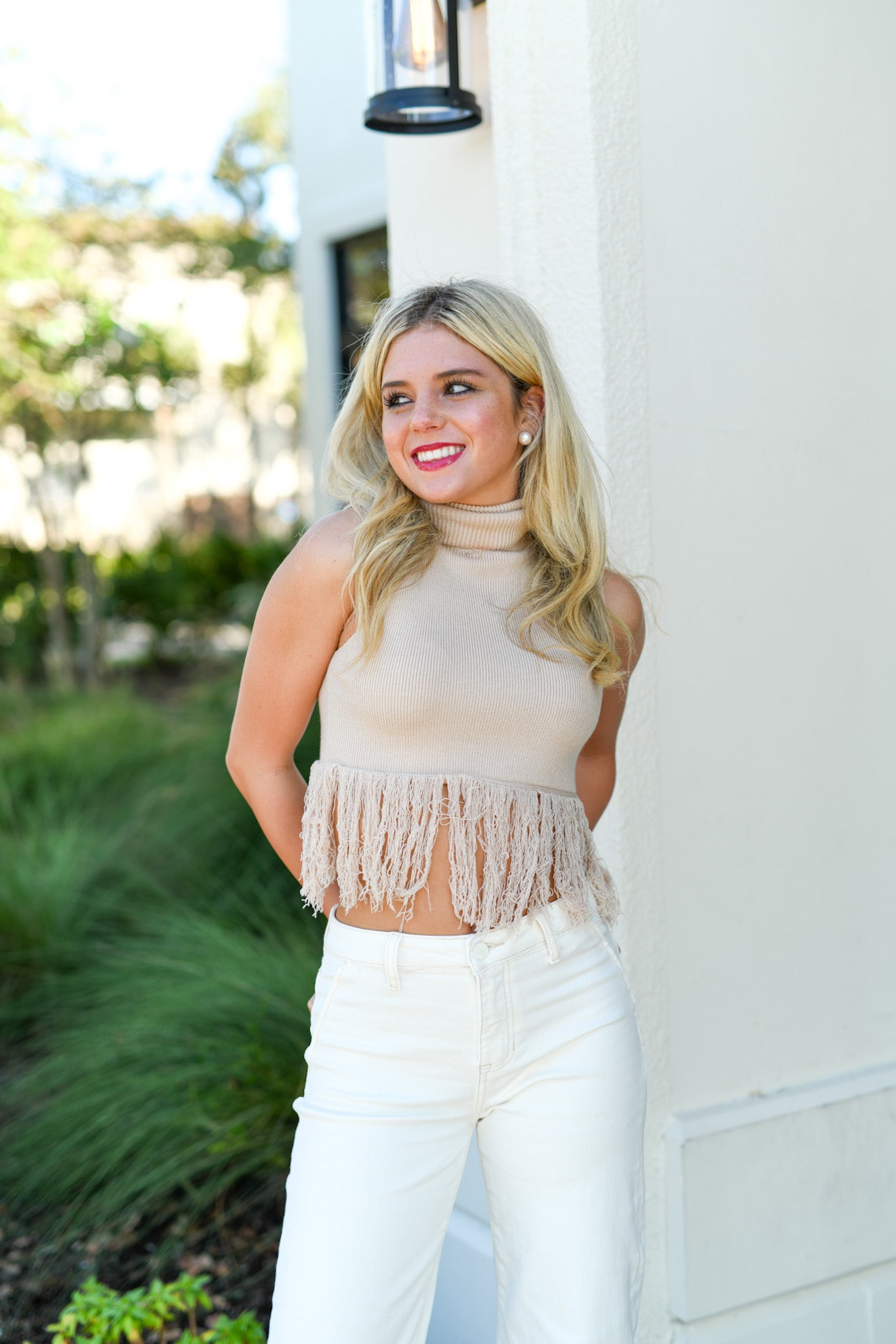 Lilly Sleeveless Top- Beige