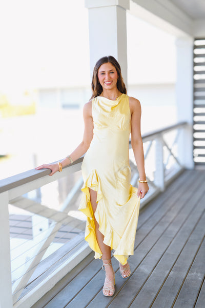 Karsyn Cowl Neck Maxi Dress - Yellow