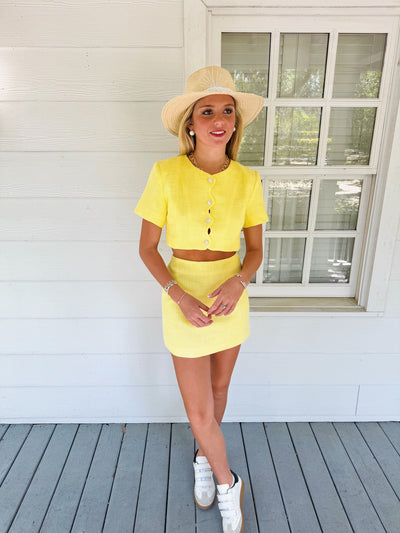 Carsyn Tweed Top and Skort Set - Yellow