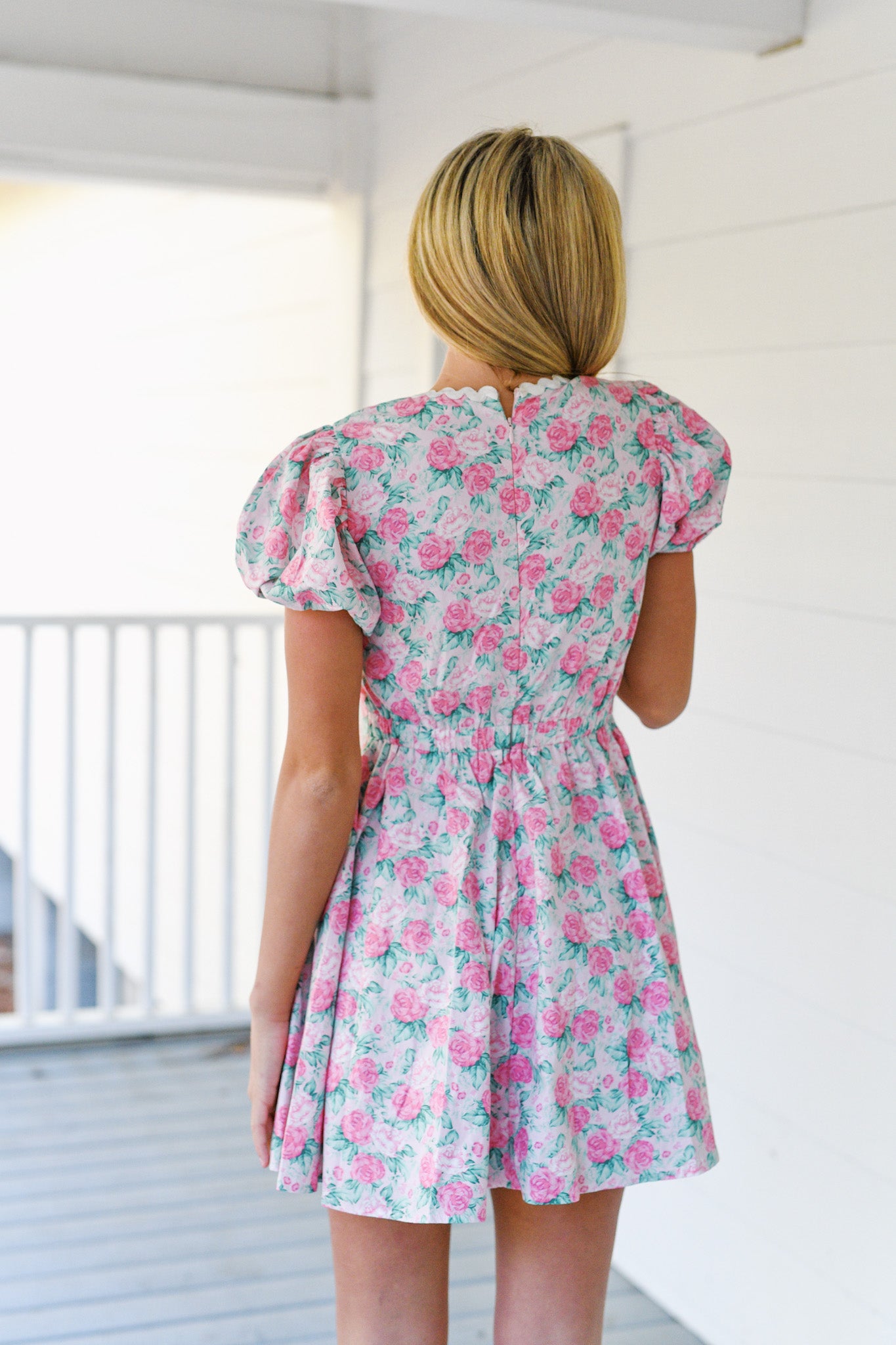 Emily Floral Print Puff Sleeve Dress - Pink Floral