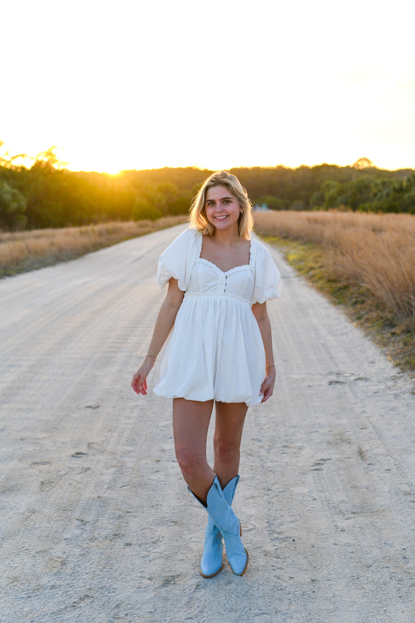 Short Puff Sleeves Off Shoulder Mini Dress - White