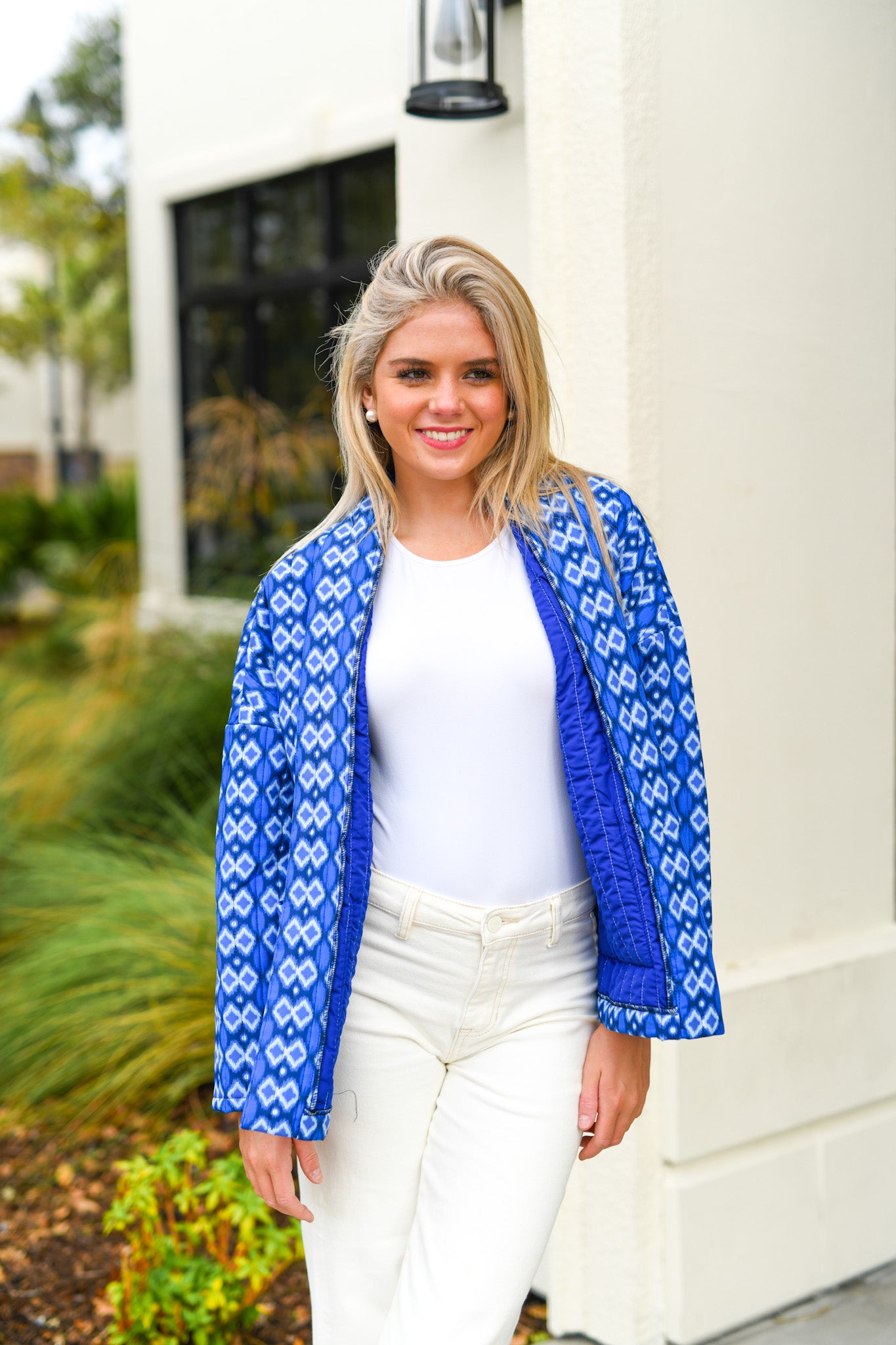 Haven Geometric Quilted Jacket - Blue
