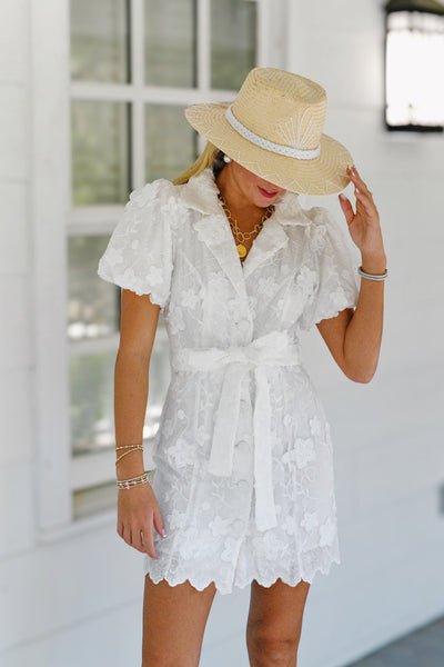 Kate Button Down Mini Dress - Off White