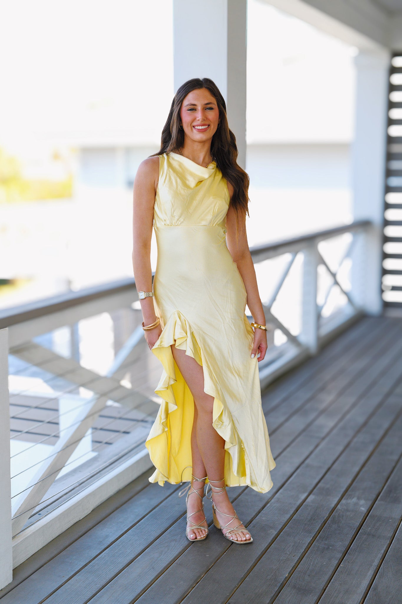 Karsyn Cowl Neck Maxi Dress - Yellow