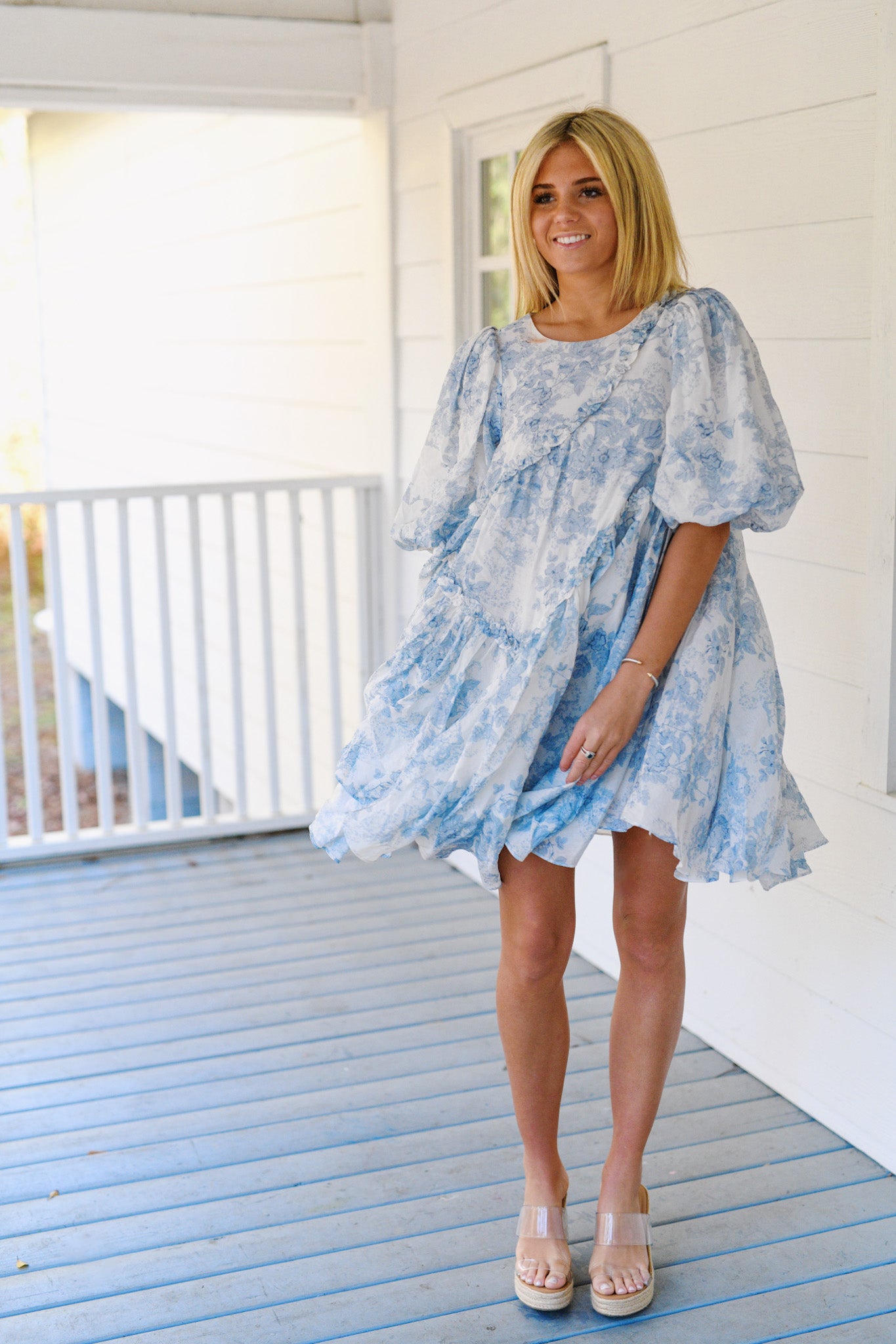 Melody Asymmetrical Mini Dress - Blue Multi