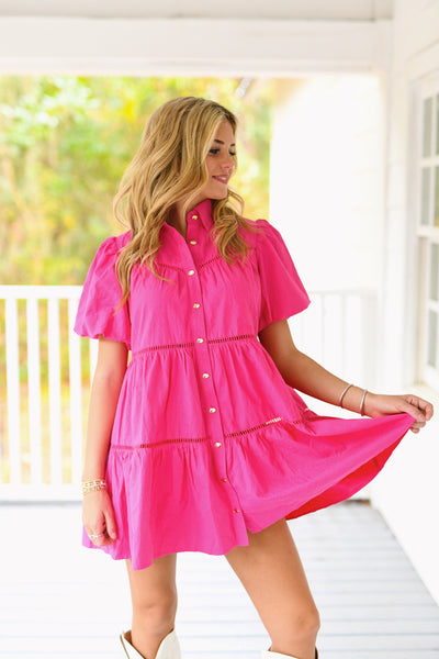 Bailey Poplin Shirt Mini Dress - Pink