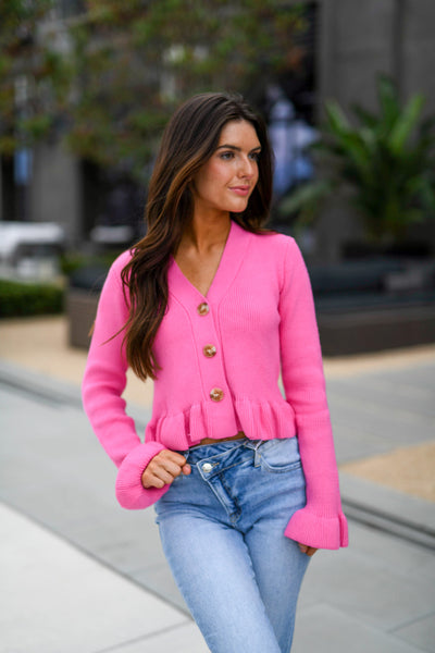 Stacy Sweater Knit Top - Pink