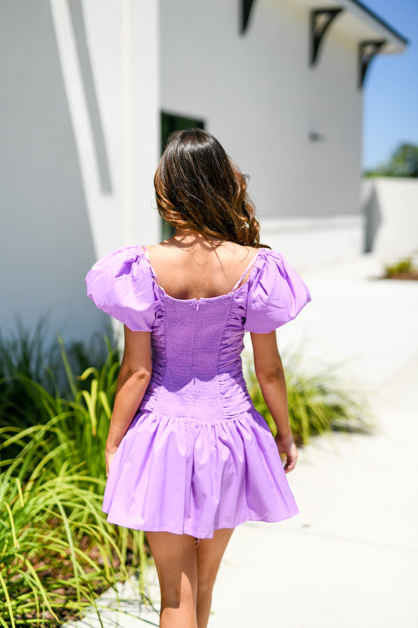 Jacy Puff Sleeve Ruffle Dress - Lavender