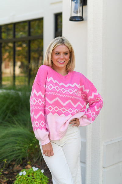 Aspen Oversized Sweater Top - Pink