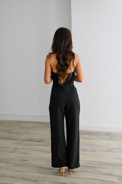 Kailey Feather Jumpsuit - Black