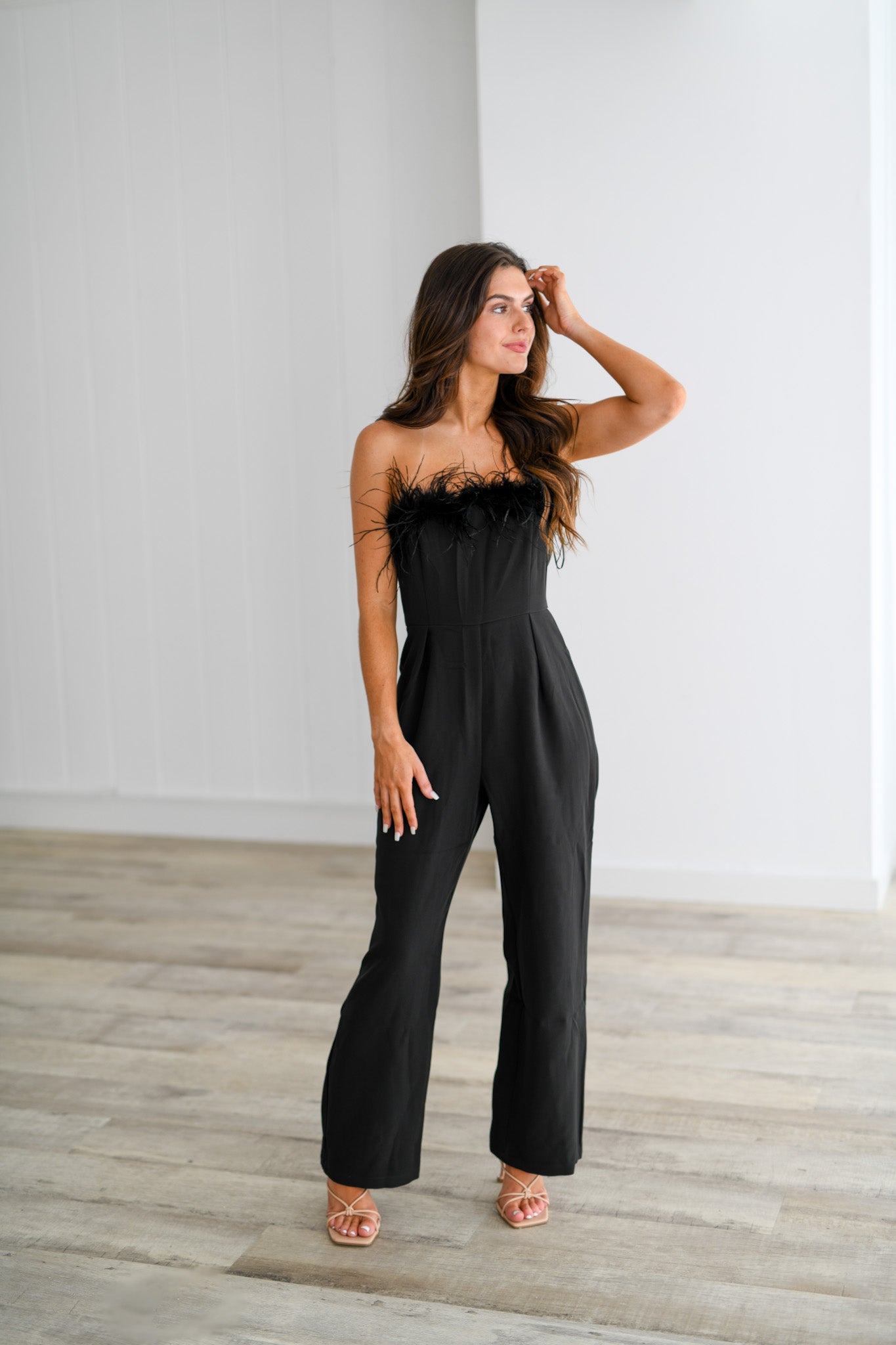Kailey Feather Jumpsuit - Black